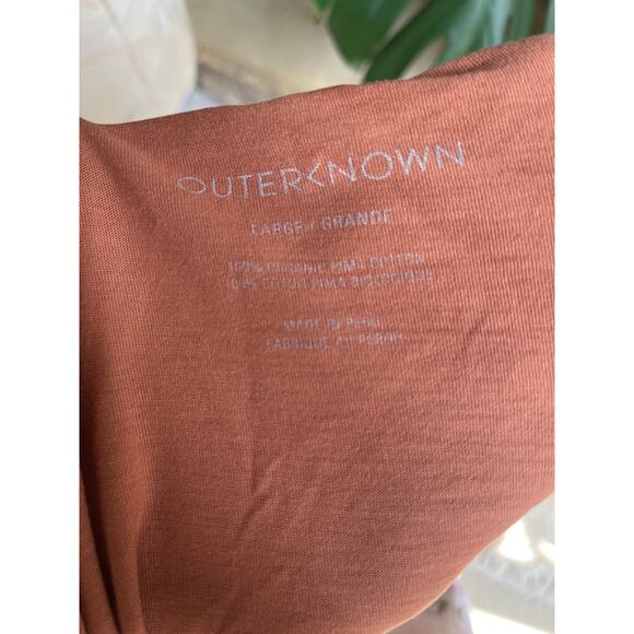 Outerknown Light Brown Organic Pima Cotton T Shirt with Pocket Men's Size Large - Picture 4 of 5